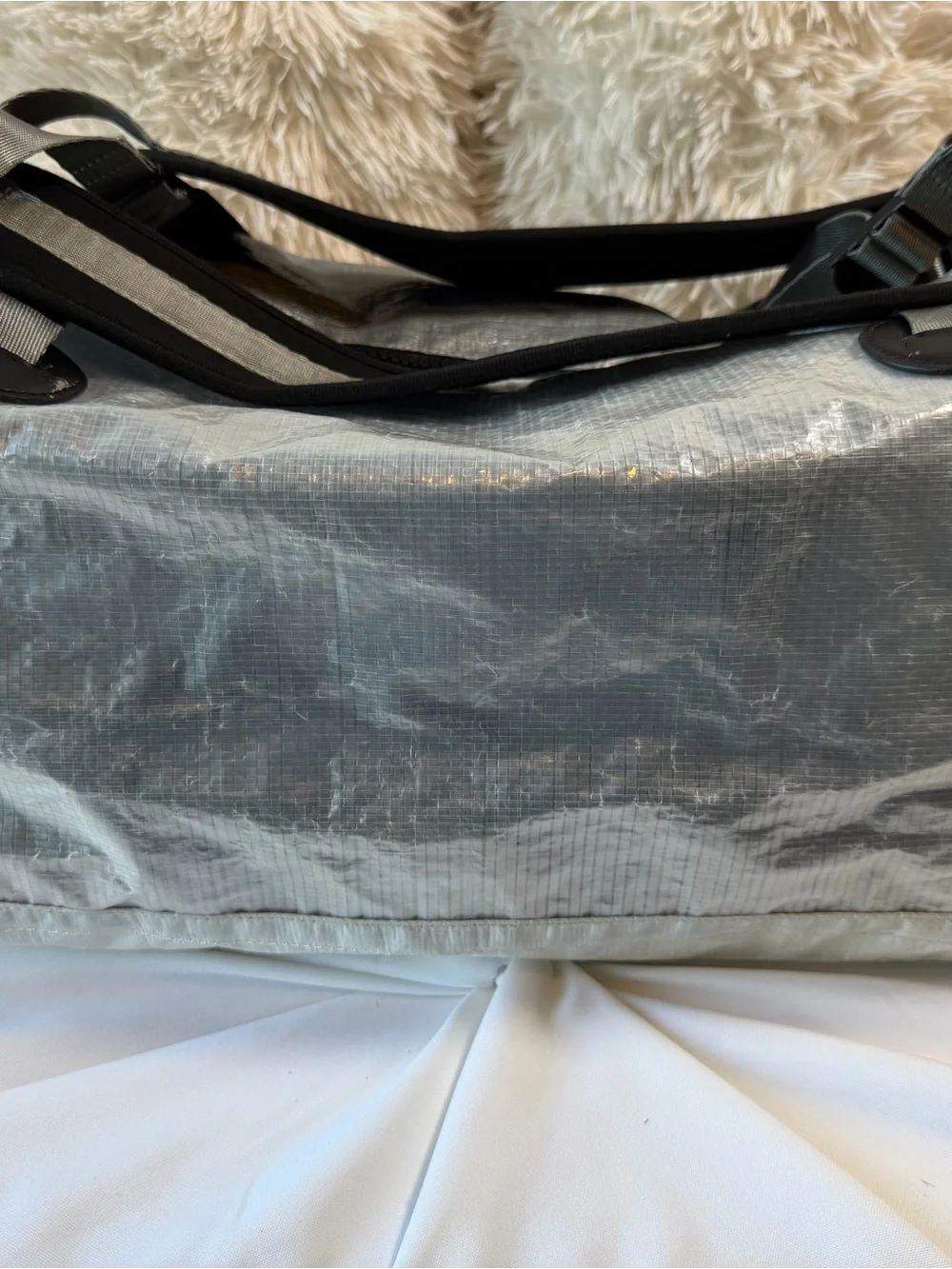 Zara Men Silver Metallic Duffel Bag with Black Handles